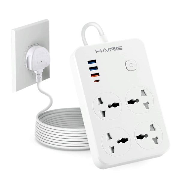 Haing 20W Fast Charger Power Strip with 2m Cable (UK Sockets)