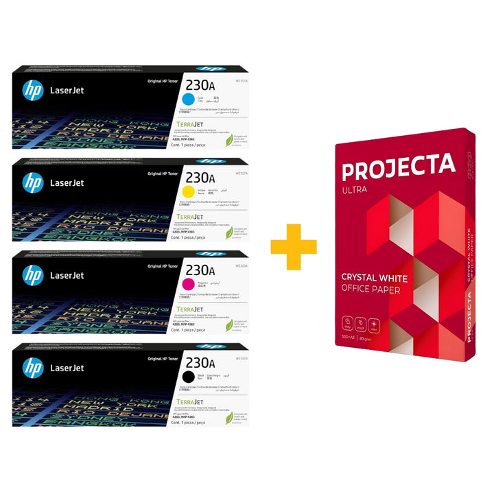 HP 230A Original Toner CMYK Set + Free PROJECTA A4 Paper | Compatible ...