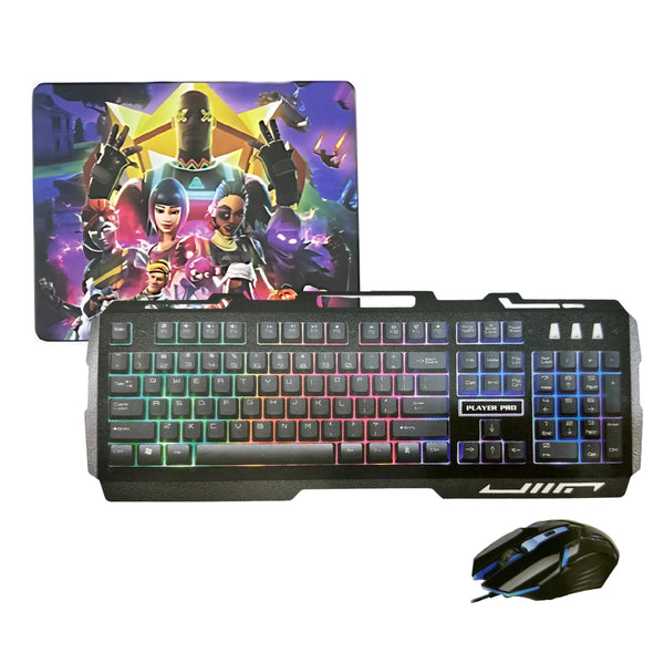 مجموعة لوحة مفاتيح وماوس للألعاب Player Pro K8 إصدار Fortnite RGB مع لوحة ماوس - سلكية USB