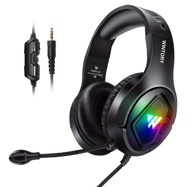 Wintory M1 Wired Over-Ear Gaming Headset with 50mm Drivers & RGB Lights (Black)